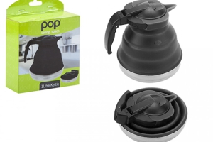 Pop! Collapsible Kettle Black 1.2L space saving design cuppa cooker