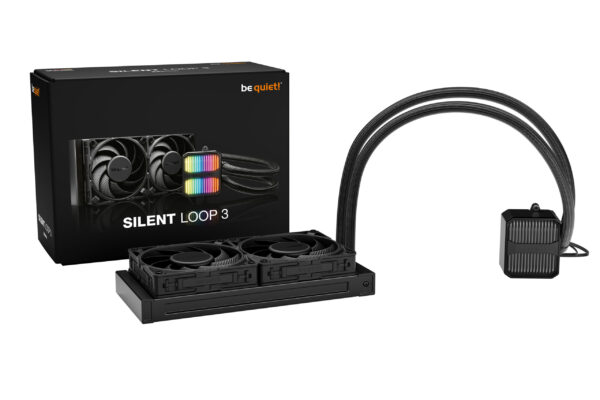 Be Quiet! Silent Loop 3 240mm ARGB Liquid CPU Cooler, 3-Chamber Pump, Large Fin Area, Silent Wings 4 PWM Fans, Black