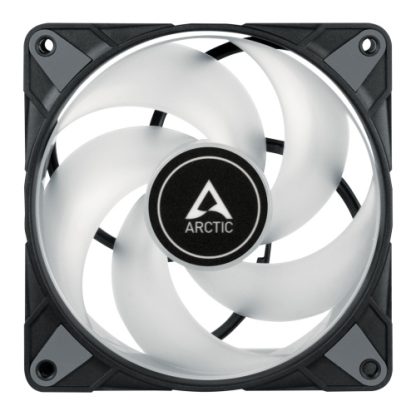 Arctic 12cm P12 Pressure Optimised PWM PST ARGB Case Fan, Fluid Dynamic, 12 LEDs, 0-2000 RPM, 0dB Mode, Black