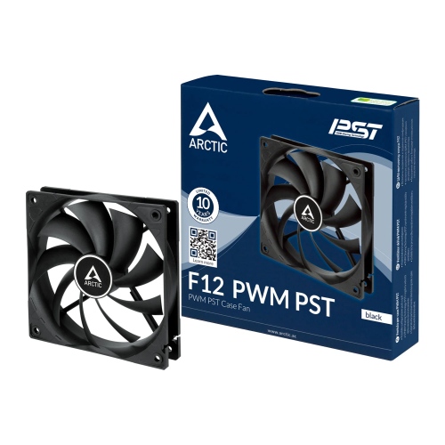 Arctic F12 12cm PWM PST Case Fan w/ Cable Splitter, Black, Fluid Dynamic, 230-1350 RPM
