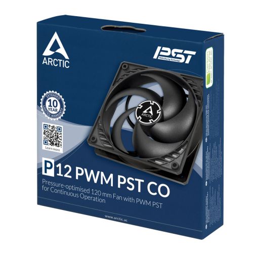 Arctic P12 12cm PWM PST CO Case Fan w/ Cable Splitter for Continuous Operation, Black, Fluid Dynamic, 200-1800 RPM