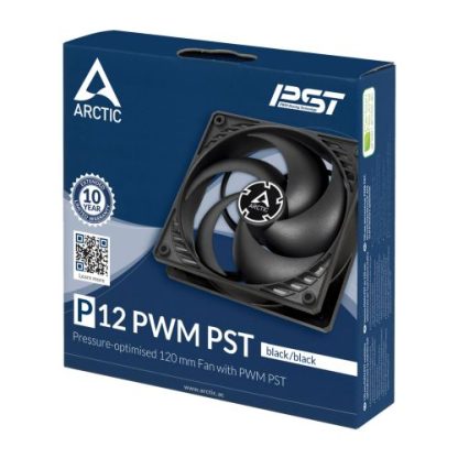 Arctic P12 12cm Pressure Optimised PWM PST Case Fan w/ Cable Splitter, Black, Fluid Dynamic, 200-1800 RPM - Image 5