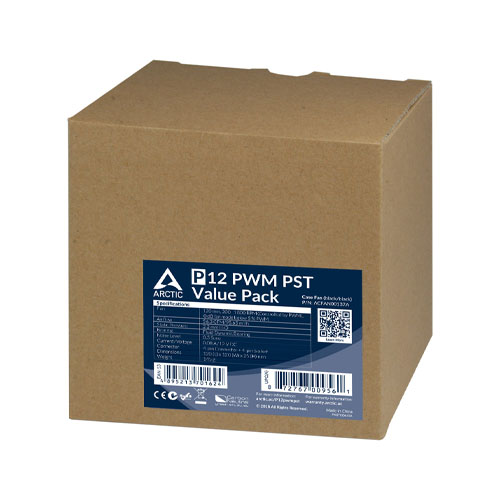 Arctic P12 12cm Pressure Optimised PWM PST Case Fans w/ Cable Splitter (5 Pack), Black, Fluid Dynamic, 200-1800 RPM, Value Pack
