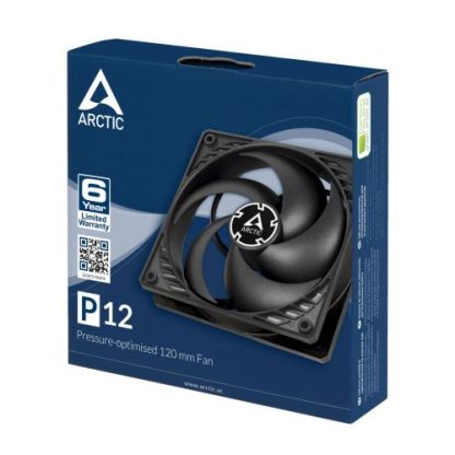 Arctic P12 Pressure Optimised 12cm Case Fan, Black, Fluid Dynamic
