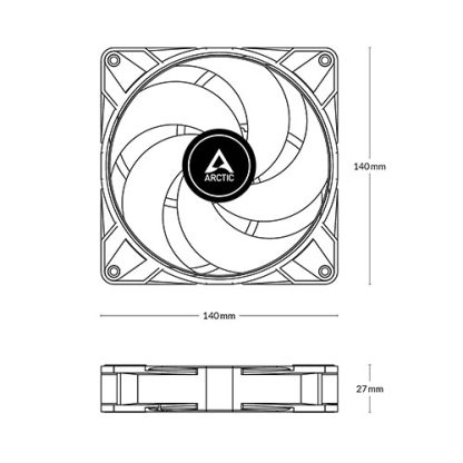 Arctic P14 Max High-Speed 14cm PWM Case Fan, Fluid Dynamic Bearing, 400-2800 RPM, White
