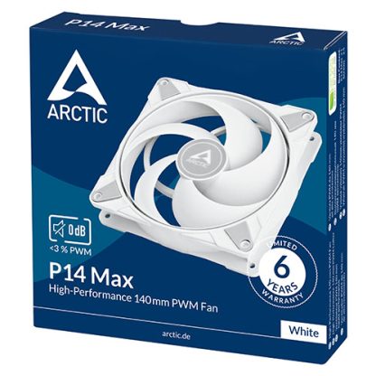 Arctic P14 Max High-Speed 14cm PWM Case Fan, Fluid Dynamic Bearing, 400-2800 RPM, White - Image 5