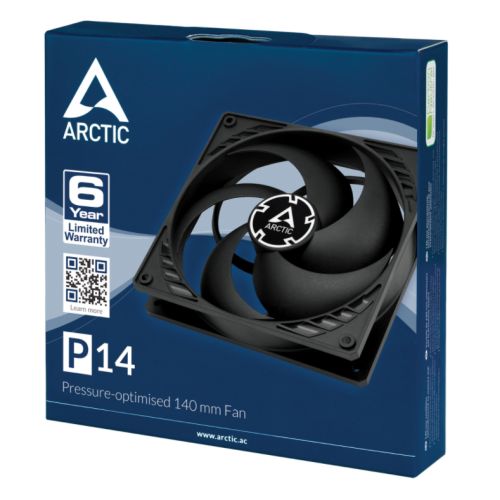 Arctic P14 Pressure Optimised 14cm Case Fan, Black, Fluid Dynamic, 1700 RPM