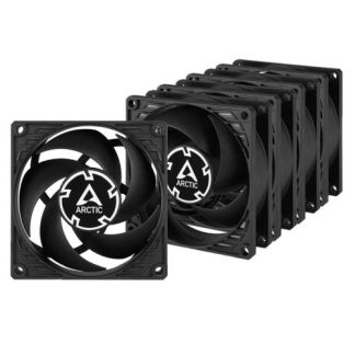 Arctic P8 8cm Pressure Optimised PWM PST Case Fan w Cable Splitter (5 Pack), Black, Fluid Dynamic, 200-3000 RPM, Value Pack