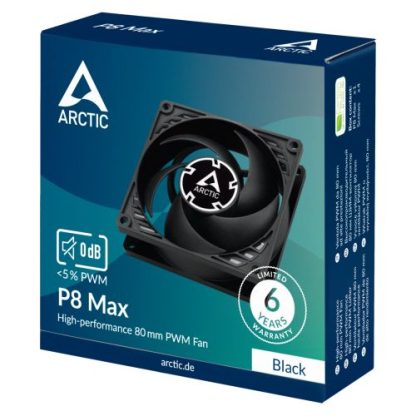 Arctic P8 Max High-Performance 8cm PWM Case Fan, Fluid Dynamic Bearing, 500-5000 RPM, Black