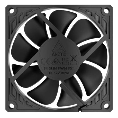 Arctic P8 Slim 8cm PWM PST Case Fan w/ Cable Splitter, Black, Fluid Dynamic, 300-3000 RPM