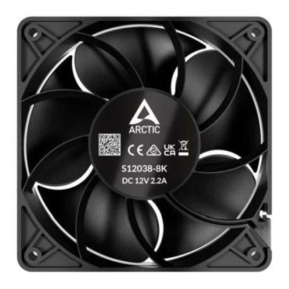 Arctic S12038-8K 12cm PWM Server Fan for Continuous Operation, Black, Dual Ball Bearing, 800-8000 RPM