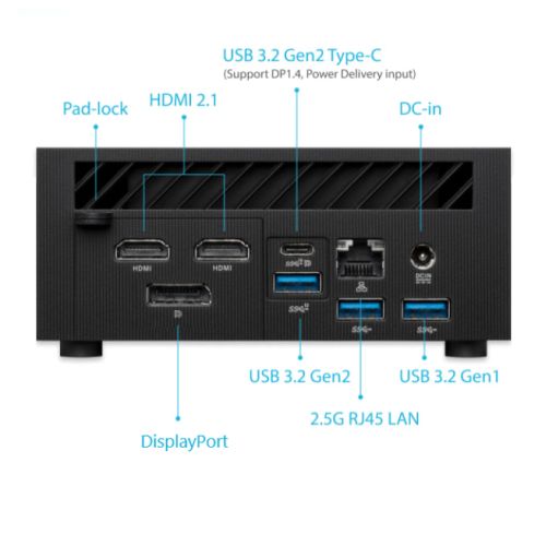 Asus Mini PC PN52 Barebone (PN52-B-S9057MD), Ryzen 9 5900HX, DDR4 SO-DIMM, 2.5"/M.2, 2x HDMI, DP, USB-C, 2.5G LAN, Wi-Fi, Military-Grade Durability, VESA - No RAM, Storage or O/S