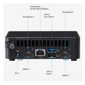 Asus NUC 14 Pro Slim Kit Barebone, Core Ultra 5 125H, M.2 PCIe 4.0, DDR5, Wi-Fi 6E, 2.5G LAN, Thunderbolt4, 2x HDMI, VESA, No RAM-SSD-OS