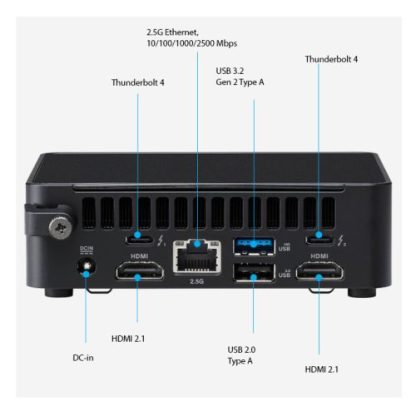 Asus NUC 14 Pro Slim Kit Barebone, Core Ultra 5 125H, M.2 PCIe 4.0, DDR5, Wi-Fi 6E, 2.5G LAN, Thunderbolt4, 2x HDMI, VESA, No RAM-SSD-OS