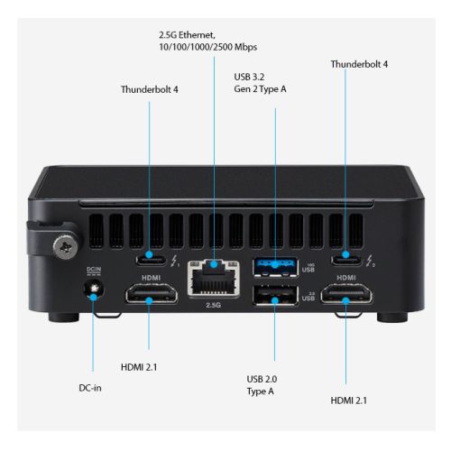 Asus NUC 14 Pro Slim Kit Barebone, Core Ultra 5 125H, M.2 PCIe 4.0, DDR5, Wi-Fi 6E, 2.5G LAN, Thunderbolt4, 2x HDMI, VESA - No RAM/SSD/OS