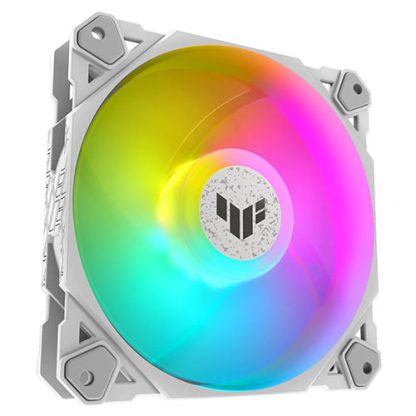 Asus TUF Gaming TF120 ARGB 12cm PWM Case Fans (3 Pack), Fluid Dynamic Bearing, Double-layer LED Array, Up to 1900 RPM, ARGB Hub included, White Edition