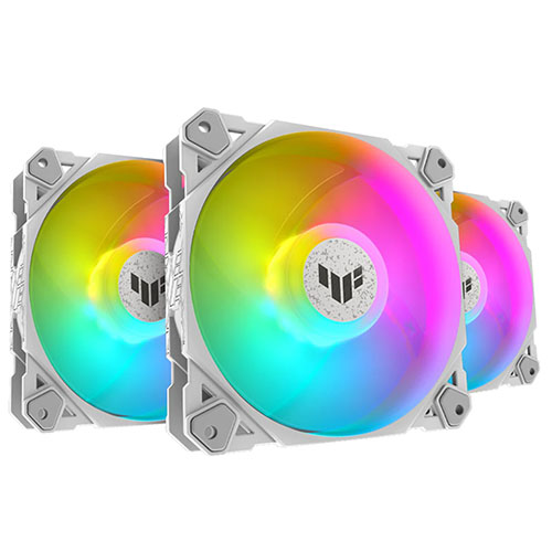 Asus TUF Gaming TF120 ARGB 12cm PWM Case Fans (3 Pack), Fluid Dynamic Bearing, Double-layer LED Array, Up to 1900 RPM, ARGB Hub included, White Edition