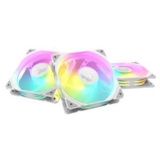 Asus TUF Gaming TR120 ARGB Reverse Blade 12cm PWM Case Fans (3 Pack), Hydraulic Bearing, 28mm Frame, Double-layer LED Matrix Design, 2000 RPM, White