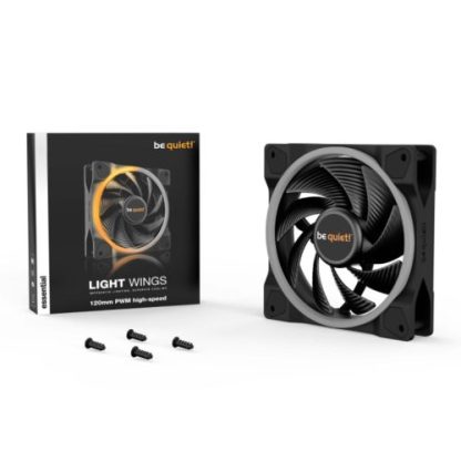 Be Quiet! (BL073) Light Wings 12cm PWM ARGB High Speed Case Fan, Rifle Bearing, 18 LEDs, Front & Rear Lighting, Up to 2500 RPM