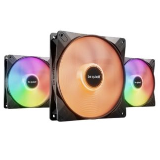 Be Quiet! (BL130) Light Wings LX 14cm PWM High-Speed ARGB Case Fans (3 Pack), Rifle Bearing, Impeller w 16 LEDs, Daisy-Chain, Up to 1800 RPM, Black