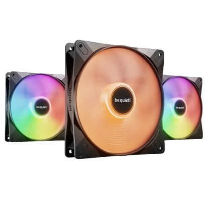 Be Quiet! (BL130) Light Wings LX 14cm PWM High-Speed ARGB Case Fans (3 Pack), Rifle Bearing, Impeller w 16 LEDs, Daisy-Chain, Up to 1800 RPM, Black