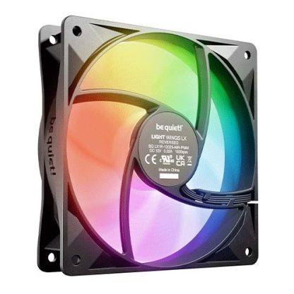 Be Quiet! (BL132) Light Wings LX 12cm PWM Reverse Blade ARGB Case Fan, Rifle Bearing, Impeller w 16 LEDs, Daisy-Chain, Up to 1500 RPM, Black