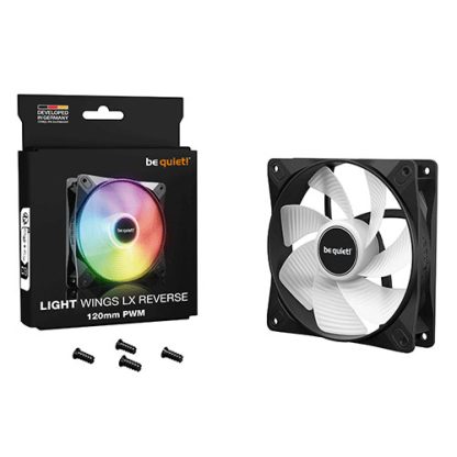 Be Quiet! (BL132) Light Wings LX 12cm PWM Reverse Blade ARGB Case Fan, Rifle Bearing, Impeller w 16 LEDs, Daisy-Chain, Up to 1500 RPM, Black