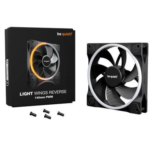 Be Quiet! (BL134) Light Wings 14cm PWM Reverse Blade ARGB Case Fan, Rifle Bearing, 20 LEDs, Front & Rear Lighting, Daisy-Chain, Up to 1300 RPM, Black