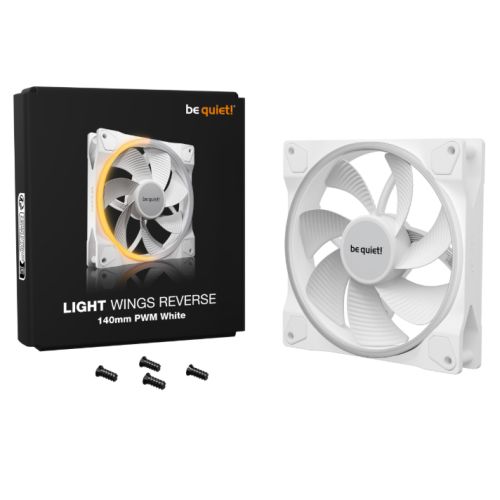 Be Quiet! (BL135) Light Wings 14cm PWM Reverse Blade ARGB Case Fan, Rifle Bearing, 20 LEDs, Front & Rear Lighting, Daisy-Chain, Up to 1300 RPM, White