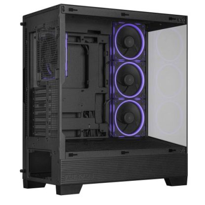Asus A31 Plus ARGB Gaming Case w/ Front & Side Glass Windows, ATX, 4x ARGB Fans, USB-C, Angled Base, Asus BTF Compatible, Black