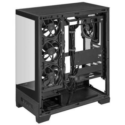 Asus A31 Plus ARGB Gaming Case w/ Front & Side Glass Windows, ATX, 4x ARGB Fans, USB-C, Angled Base, Asus BTF Compatible, Black