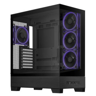 Asus A31 Plus ARGB Gaming Case w/ Front & Side Glass Windows, ATX, 4x ARGB Fans, USB-C, Angled Base, Asus BTF Compatible, Black