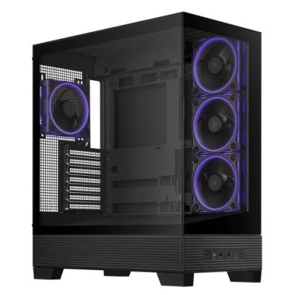 Asus A31 Plus ARGB Gaming Case w/ Front & Side Glass Windows, ATX, 4x ARGB Fans, USB-C, Angled Base, Asus BTF Compatible, Black