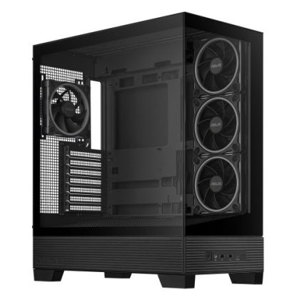 Asus A31 Plus ARGB Gaming Case w/ Front & Side Glass Windows, ATX, 4x ARGB Fans, USB-C, Angled Base, Asus BTF Compatible, Black