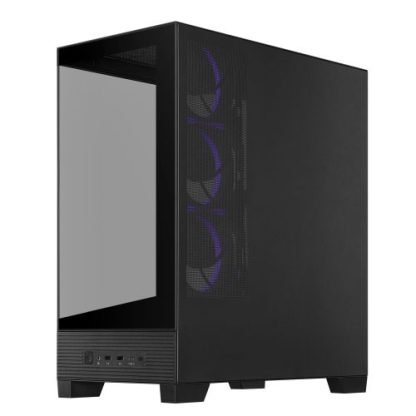 Asus A31 Plus ARGB Gaming Case w/ Front & Side Glass Windows, ATX, 4x ARGB Fans, USB-C, Angled Base, Asus BTF Compatible, Black
