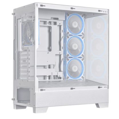 Asus A31 Plus ARGB Gaming Case w/ Front & Side Glass Windows, ATX, 4x ARGB Fans, USB-C, Angled Base, Asus BTF Compatible, White