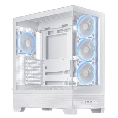 Asus A31 Plus ARGB Gaming Case w/ Front & Side Glass Windows, ATX, 4x ARGB Fans, USB-C, Angled Base, Asus BTF Compatible, White