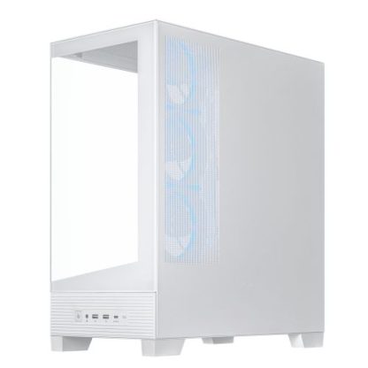 Asus A31 Plus ARGB Gaming Case w/ Front & Side Glass Windows, ATX, 4x ARGB Fans, USB-C, Angled Base, Asus BTF Compatible, White