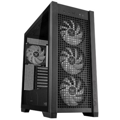 Asus TUF Gaming GT302 ARGB Case w/ Glass Window, E-ATX, 4x ARGB Fans, Interchangeable Side Panel, USB-C, Asus BTF Compatible, Black