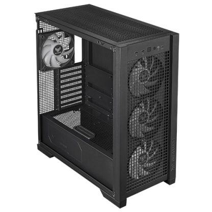 Asus TUF Gaming GT302 ARGB Case w/ Glass Window, E-ATX, 4x ARGB Fans, Interchangeable Side Panel, USB-C, Asus BTF Compatible, Black