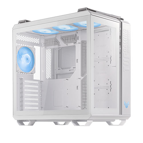 Asus TUF Gaming GT502 Plus Case w/ Front & Side Glass Windows, ATX, Dual Chamber, Modular Design, 4x ARGB Fans & Lighting Hub, USB-C, Carry Handles, White