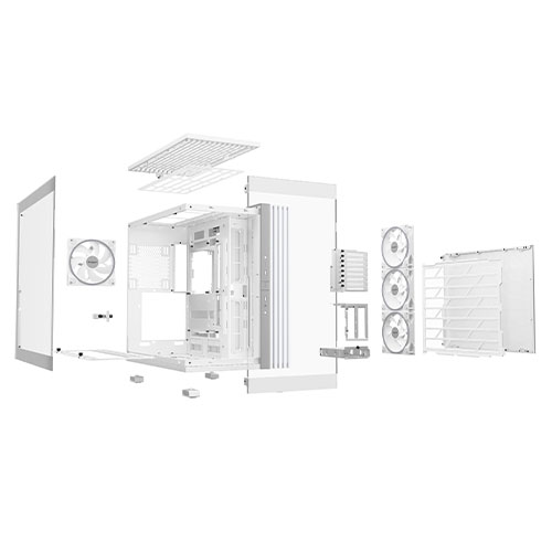 Be Quiet! Light Base 900 FX ARGB Gaming Case w/ Glass Front & Side, E-ATX, Invertible, 4x ARGB Fans, 3M ARGB Strip & Controller, USB-C, Asus BTF Compatible, White