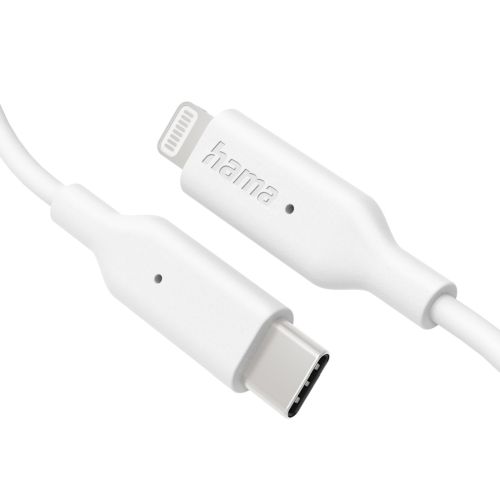 Hama Charging/Data USB-C to Lightning Cable, 480Mbps, 1 Metre, White, MFI Certified