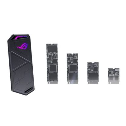 Asus ROG STRIX ARION M.2 NVMe SSD Caddy, USB 3.2 Gen2 Type-C, Aluminium, Thermal Pads, RGB Lighting, Hanger & USB-A Cable inc.