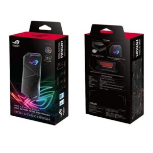 Asus ROG STRIX ARION M.2 NVMe SSD Caddy, USB 3.2 Gen2 Type-C, Aluminium, Thermal Pads, RGB Lighting, Hanger & USB-A Cable inc.
