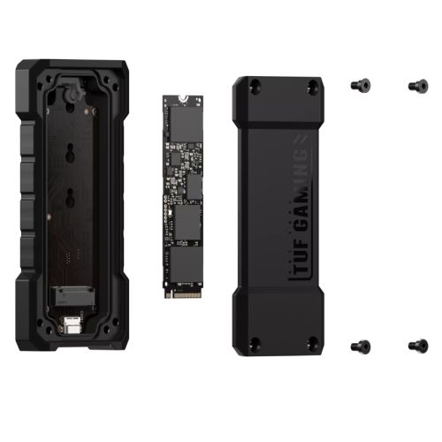 Asus TUF Gaming A2 M.2 PCIe/SATA SSD Caddy, USB 3.2 Gen2x2 Type-C, IP68, Drop Resistant, PS5 and Xbox Support