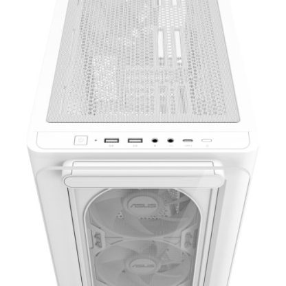 Asus A23 PLUS ARGB Gaming Case w/ Glass Side and Front, Micro ATX, 4x ARGB Fans, 380mm GPU & 360mm Radiator Support, USB-C, Asus BTF Compatible, White