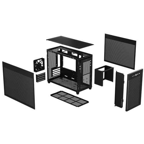 Asus Prime AP201 Gaming Case, Micro ATX, Quasi-Filter Mesh, USB-C, Tool-free Panels, 338mm GPU & 360mm Radiator Support, Black