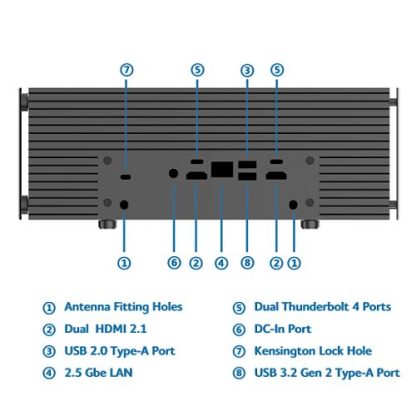 Akasa Turing AC Pro Contemporary Premium Fanless Case for Intel NUC 13 Pro, 40W TDP, 2.5” SSD/HDD, Vertical/Horizontal