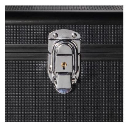Hama 50 LP Case, Up to 50 LPs, Aluminium Look, Lockable, Black